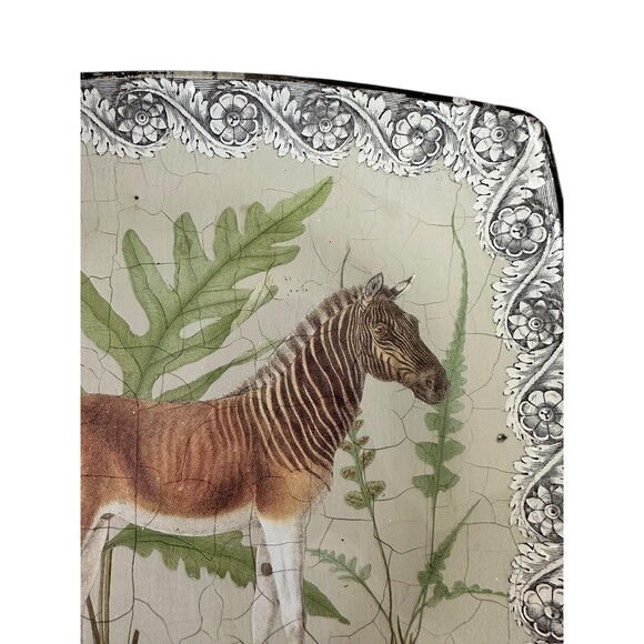 Vintage Pell Mell Palm Beach Zebra Decoupage Plate | Botanical Safari Decor - Picture 2 of 4